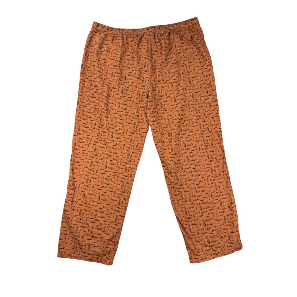 Eddie Bauer Lounge Pants Orange Fish Trout All Over Print Cotton Blend XXL - Picture 2 of 7